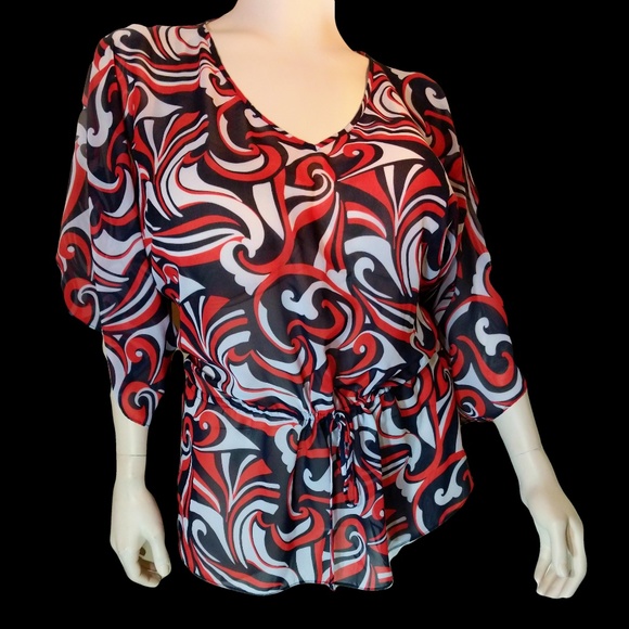 Chaps Tops - Dressy Semi-Sheer Tunic Drawstring Waist 3X Chaps